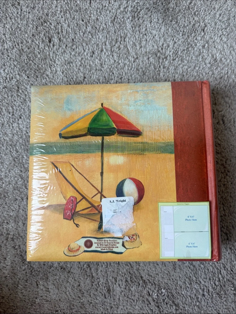 Beach Scene Photo Album in Yellow and Red - Vintage Beach Theme Photo Album